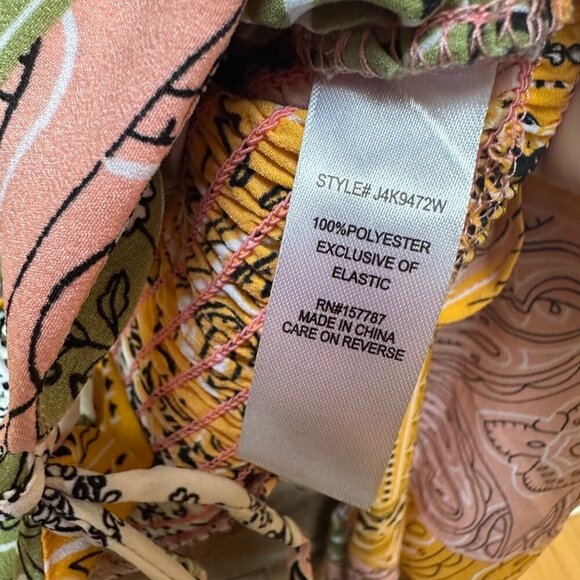 NWT Jolie & Joy Blouse Cropped Tie Front Ruffle Patchwork Gypsy Boho Festival LG - Picture 11 of 11